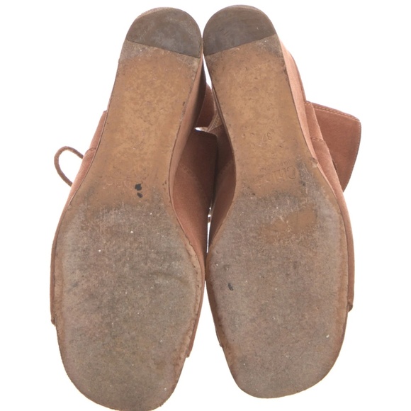 Womens CHLOE Brown Camel Suede Lace Up Gladiator Wedge Heels Sandals Size 7 37 - Picture 7 of 7